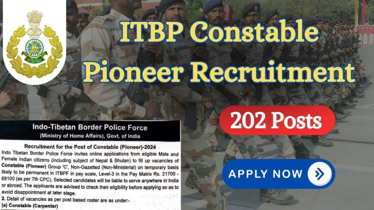 itbp constable pioneer recruitment