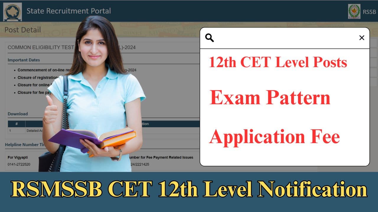 rsmssb cet 12th level notification