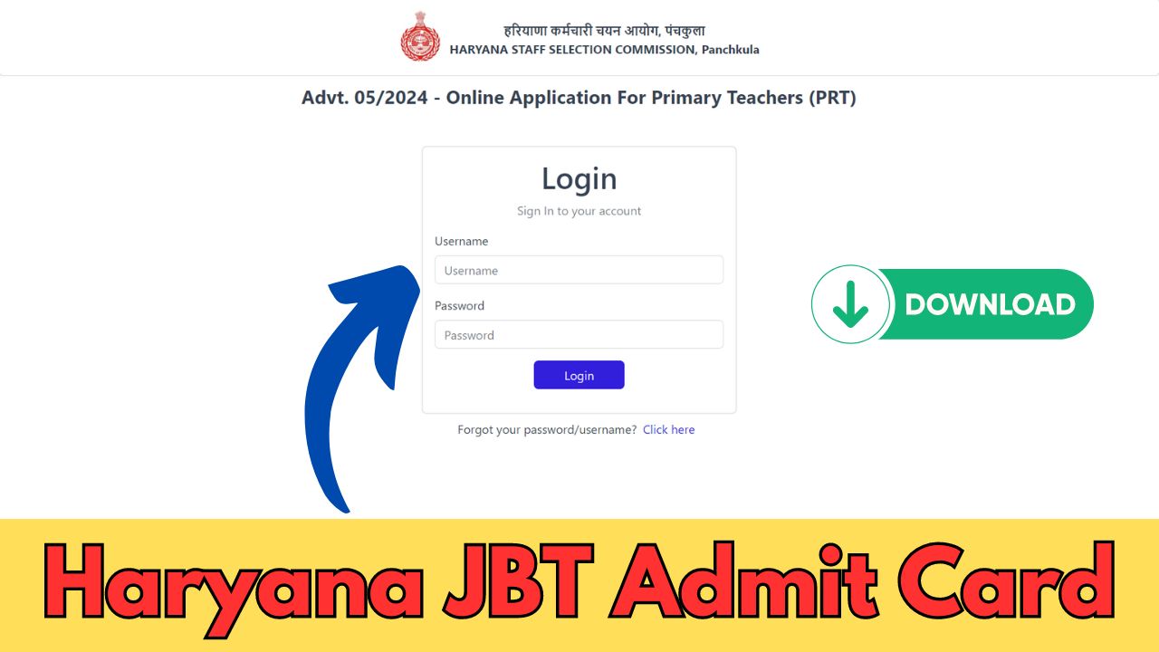 haryana jbt admit card