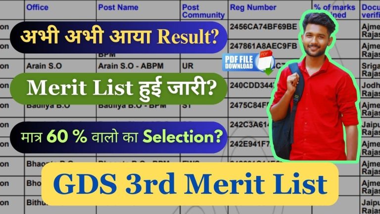 india post gds 3rd merit list